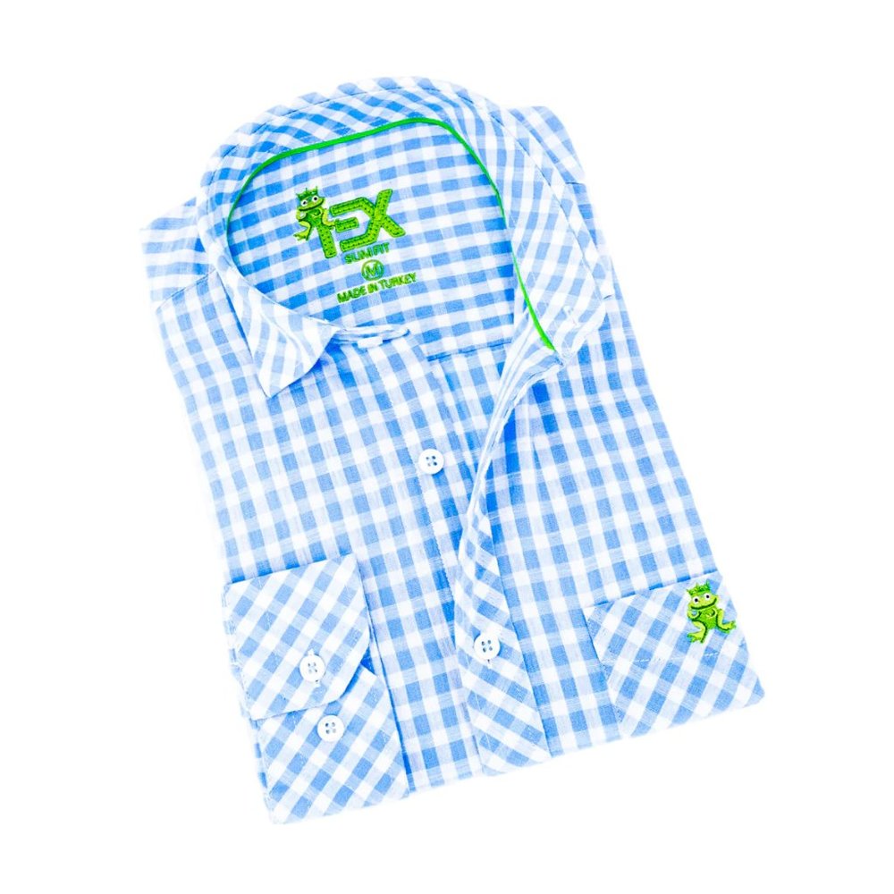 Eight X: Harvard Yard FROG Linen Shirt - Light Blue